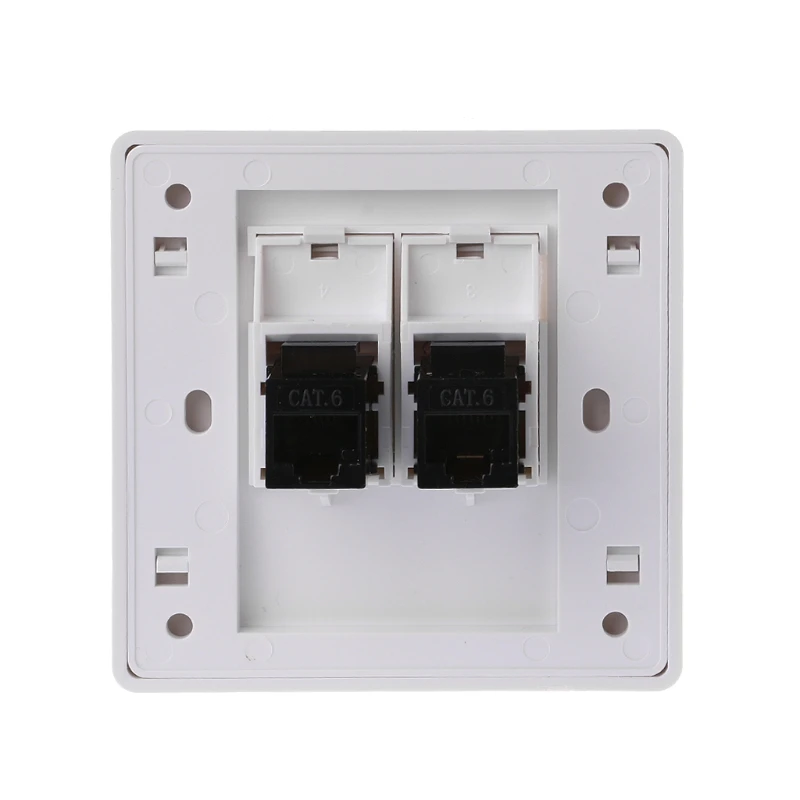 Concealed Ethernet Wall Plate 2 Ports CAT6 RJ45 Computer Telephone Power Outlet Wall Powerline Adapter Easy to Install