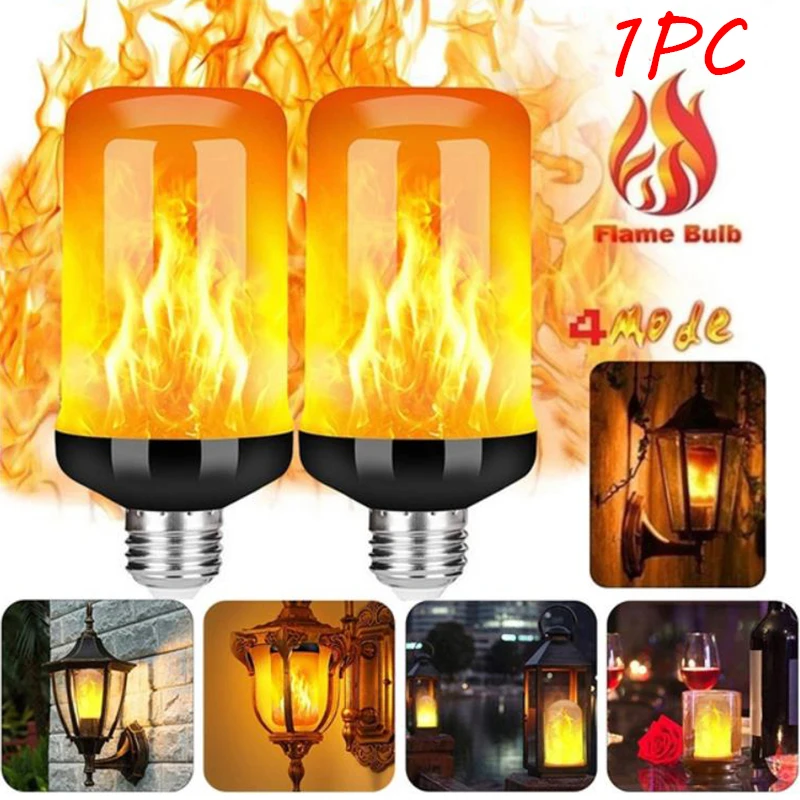 1Pc LED Flame Effect Fire Light Bulb E27 Simulated Nature Flicker Lamp Decor Light Dynamic Flame Effect Lighting Lamp For Home