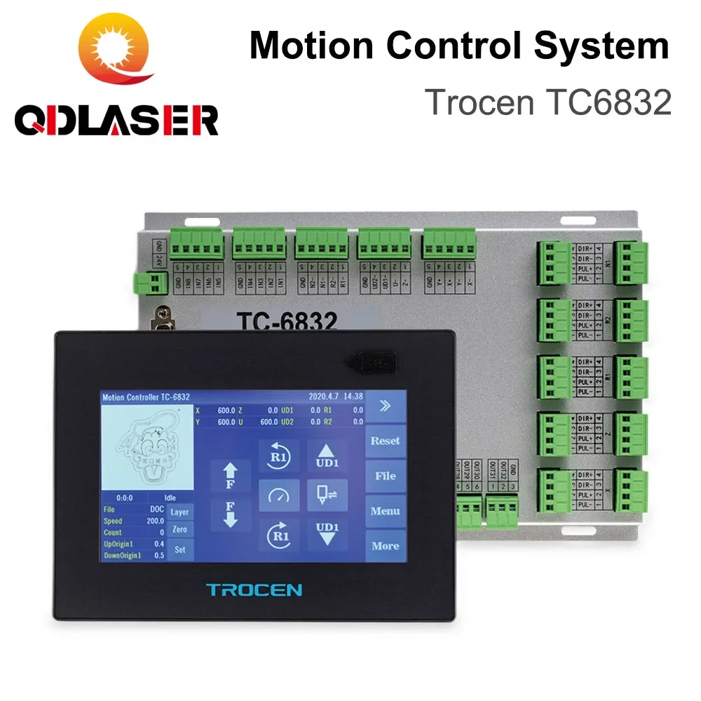 

QDLASER Trocen TC6832 Spindle cutting Vibrating knife control system Co2 laser controller for engraving machine high speed DSP