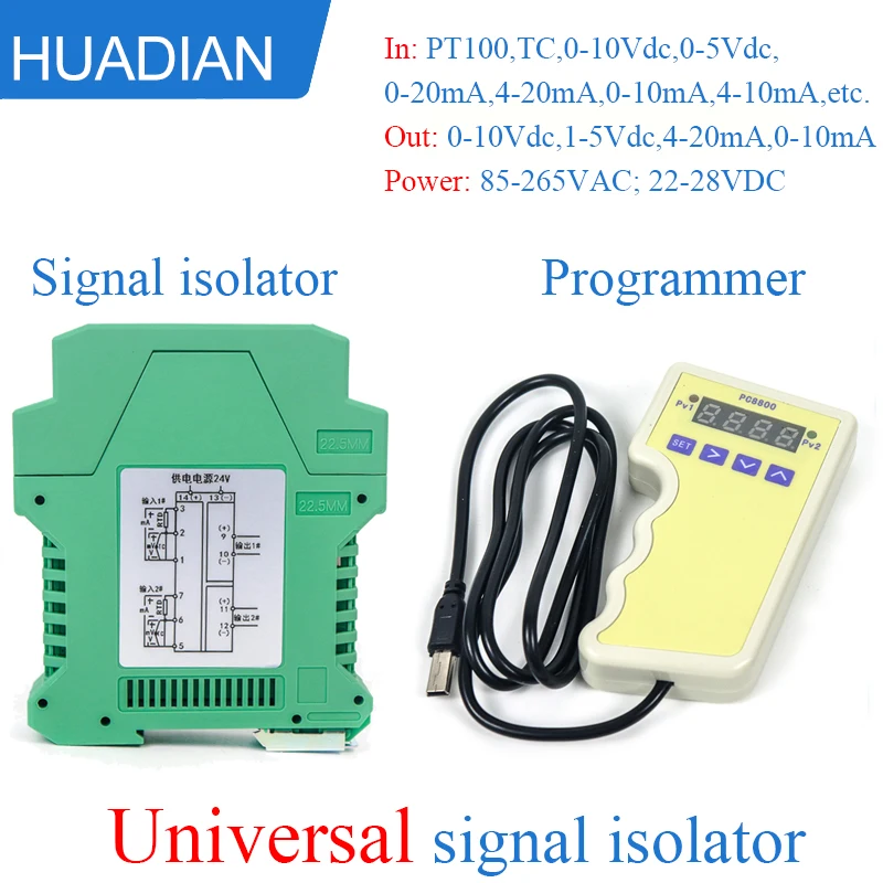 

PT100 PT1000 термопара 4-20 мА 0-10 В Входной выходной универсальный сигнальный изолятор с программатором