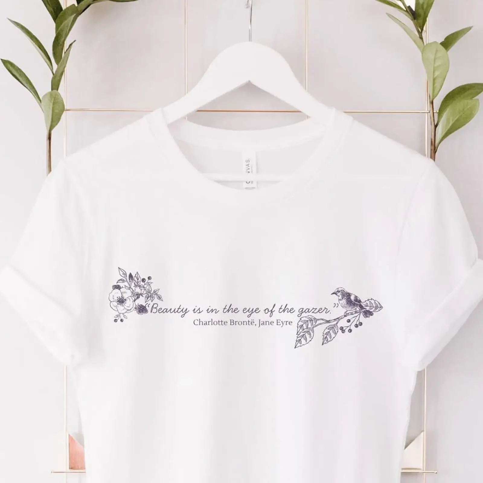 Jane Eyre Quote Floral T Shirt Gothic Literature Dark Academia Book Lover Literary English Major Bookish vintage Washed Soft