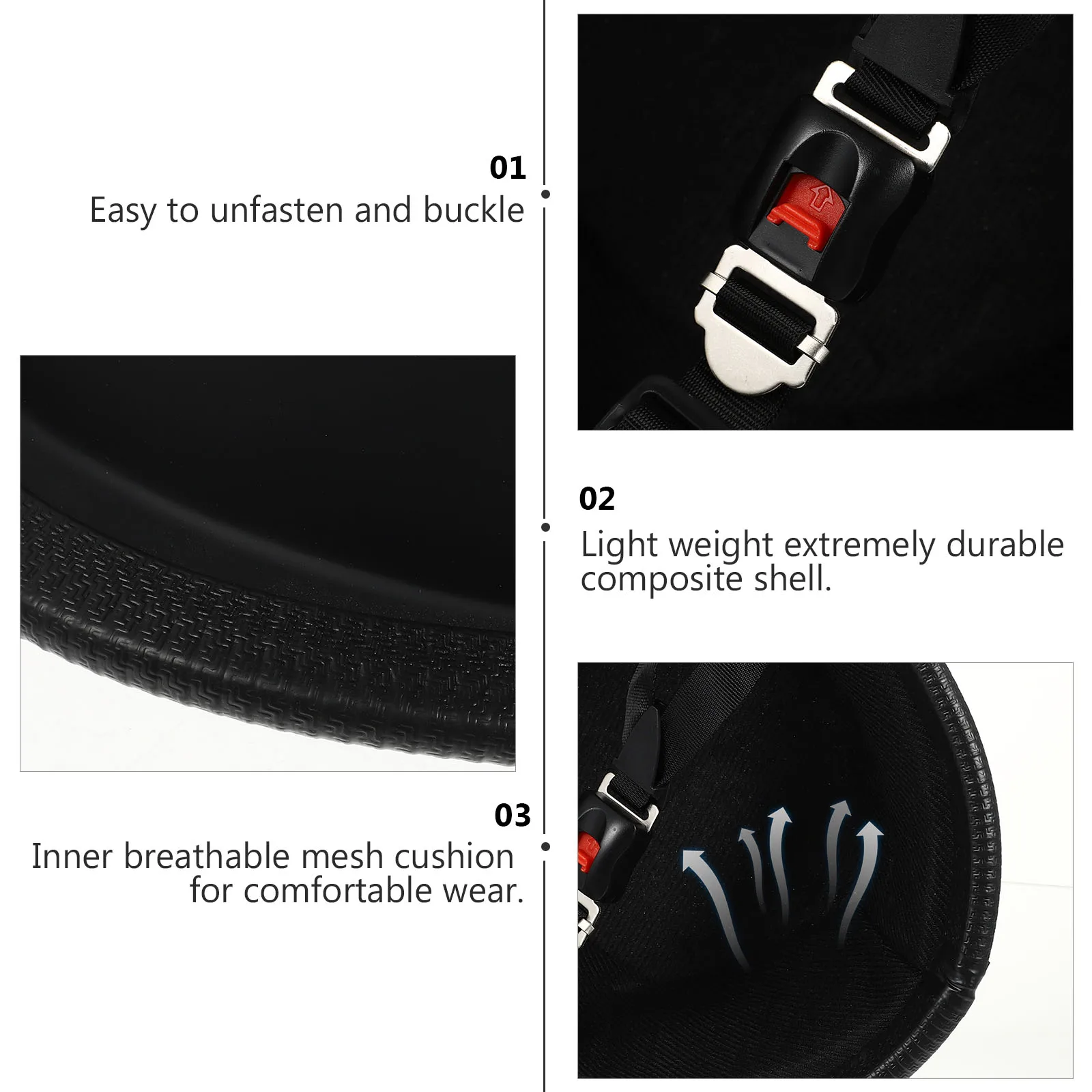

Men Black Half Face Motorcycle Lightweight Durable ABS Composite Shell Cushioned Breathable Outdoor Summer