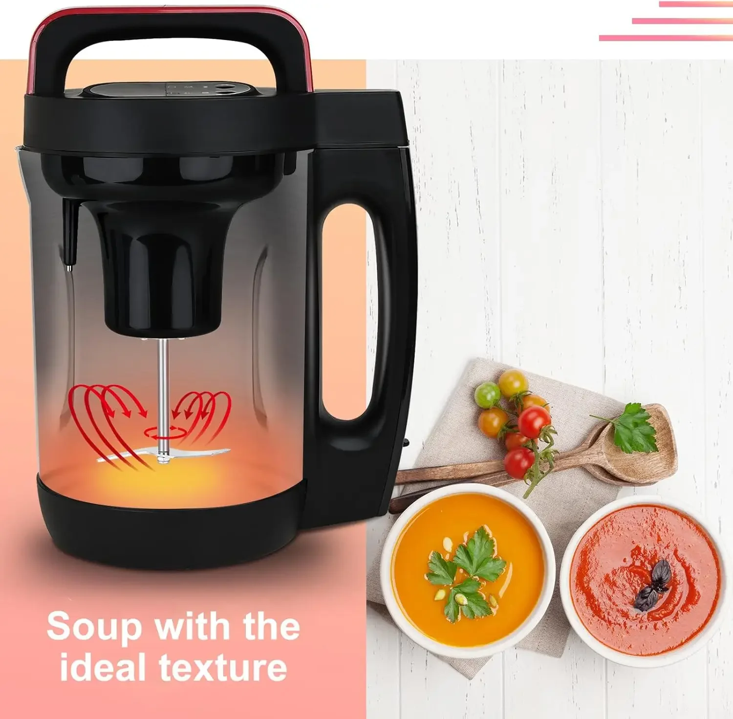 Maker 2L, 6-in-1 Multifunctional Smooth Soup และ Chunky Soup Maker พร้อมแผงควบคุม LCD, ซุปไฟฟ้าสแตนเลส Ma