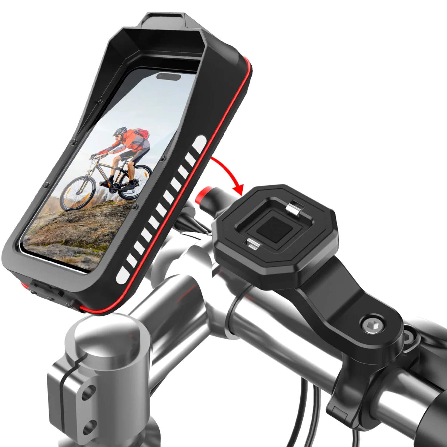 Bike Phone Mount Waterproof, Waterproof Motorcycle Phone Holder  Bike Phone Mount Bag  With handlebar base and touch screen