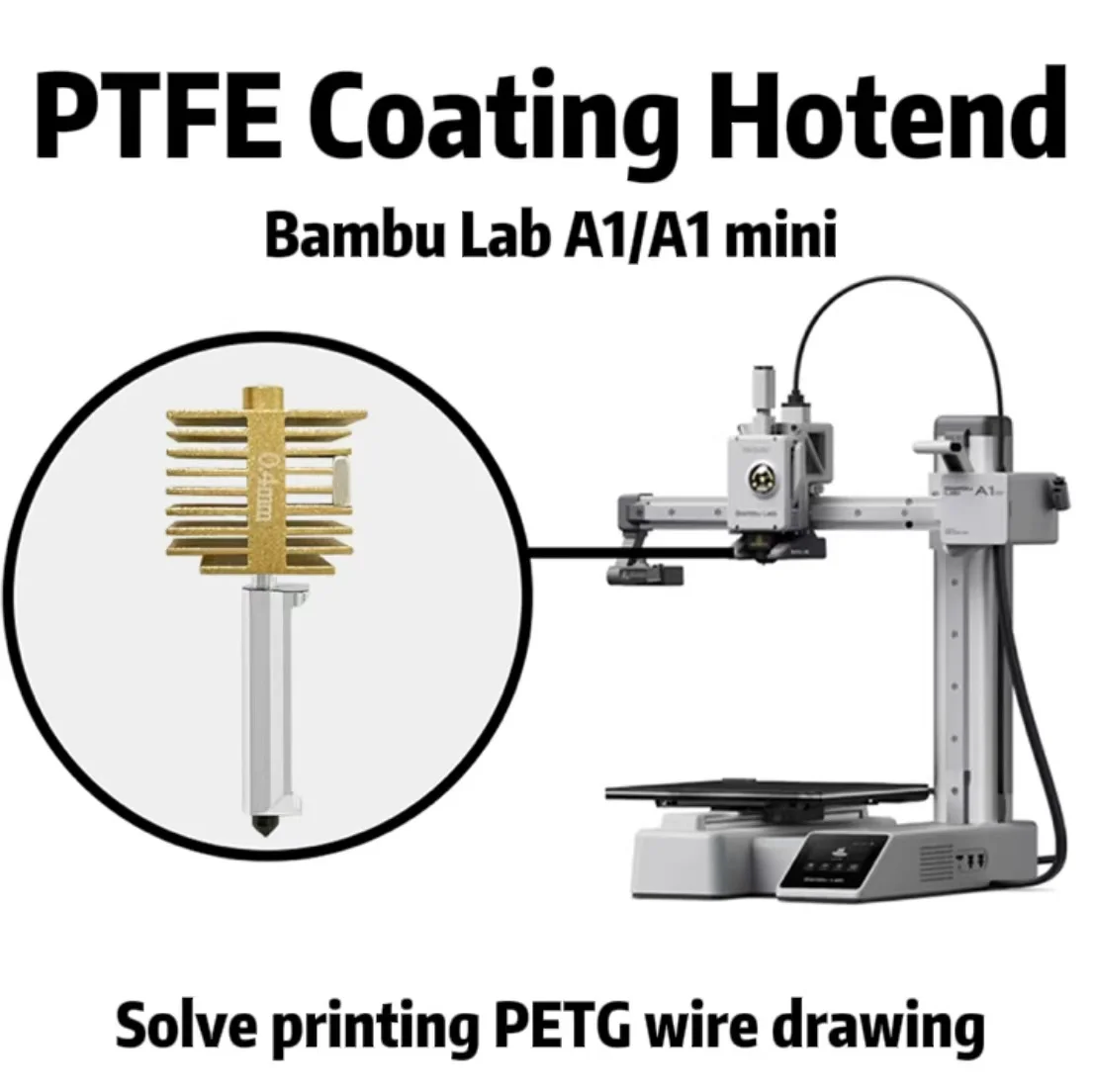 Bambu Lab 3D printer accessories A1/A1 mini print head used to print PETG, not easy to draw wire for Smooth Printing Experience