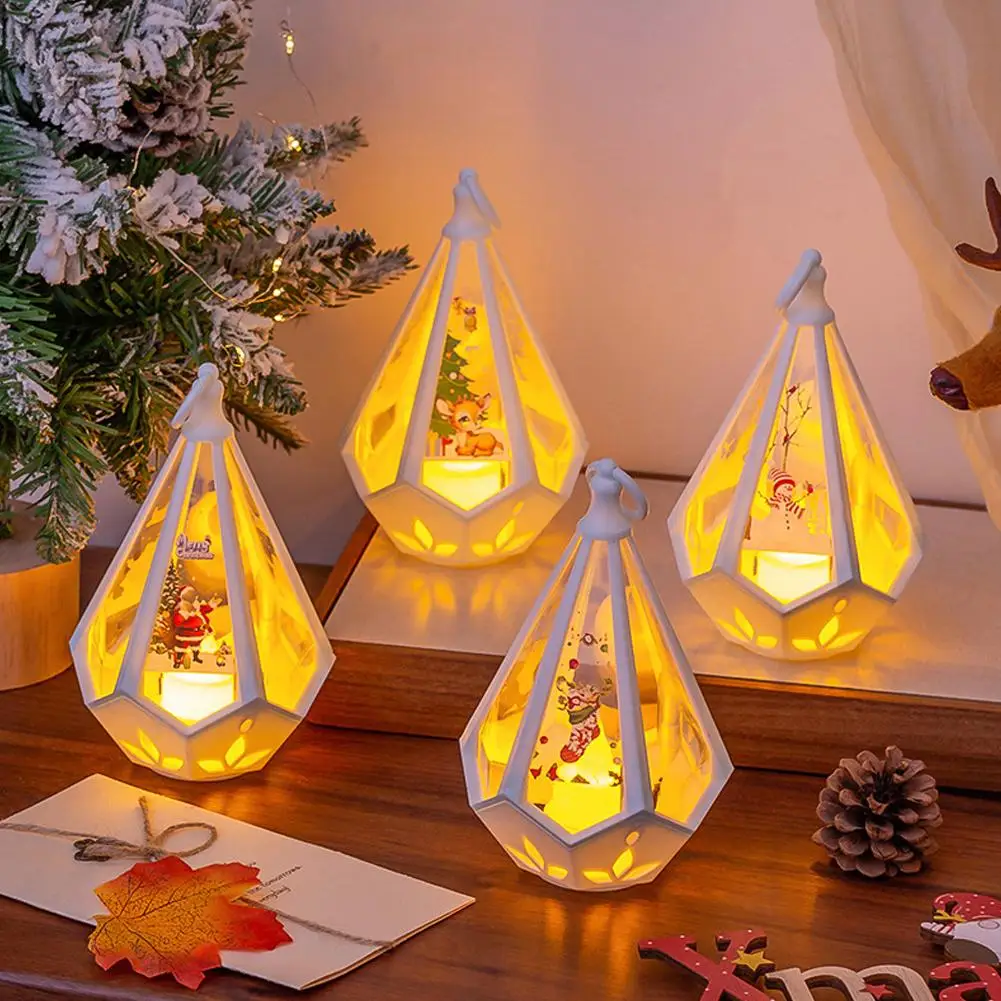 

Рождественский светодиодный ночник, портативный настольный подвесной фонарь, 3 кнопочные батарейки в комплекте, безопасное мягкое свечение для дома, магазина, офиса Y5K3