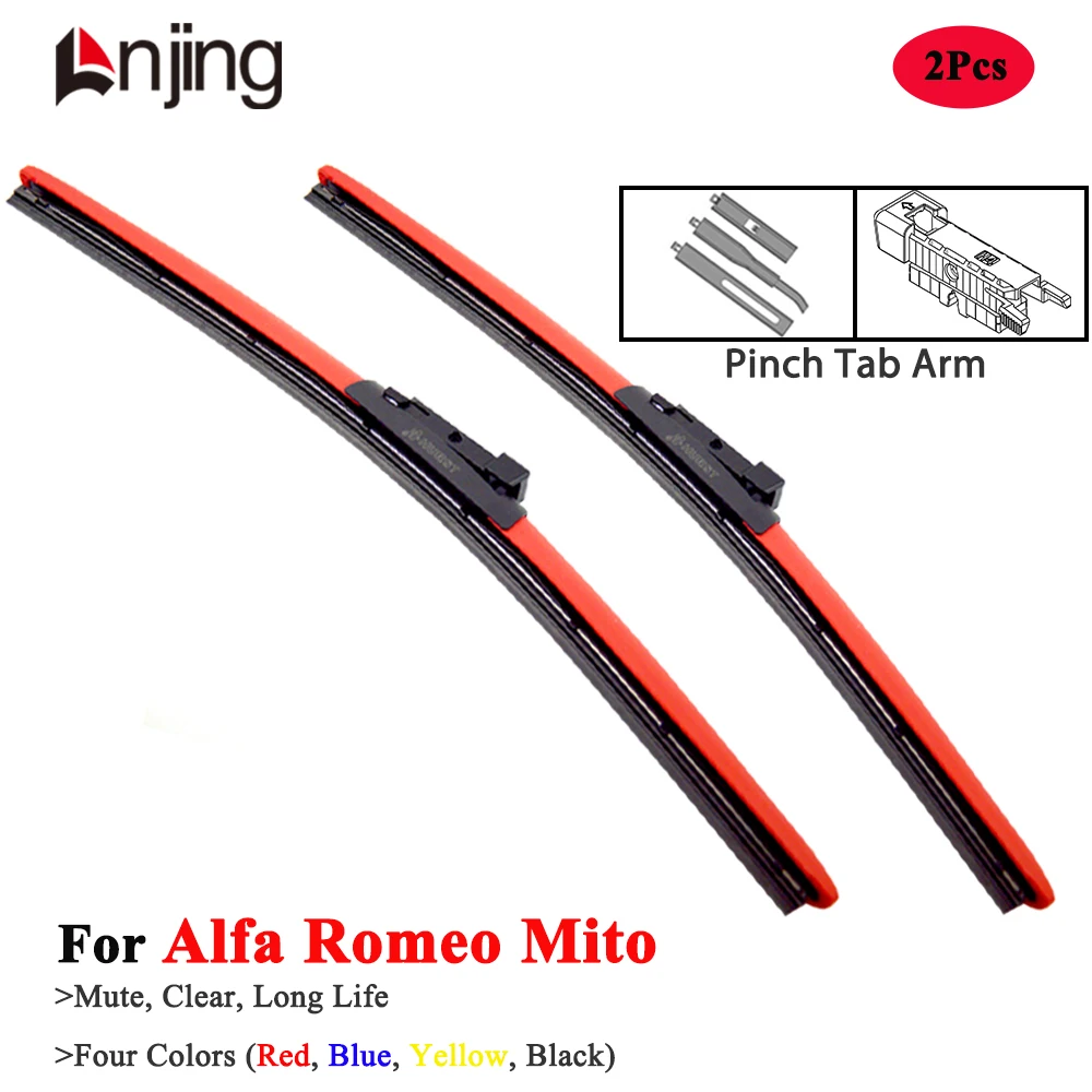 

LNJING Colorful Wiper Blades For Alfa Romeo Mito 955 2008 2010 2013 2015 2018 2019 2020 Car Accessories Blue Black Hybrid Wipers