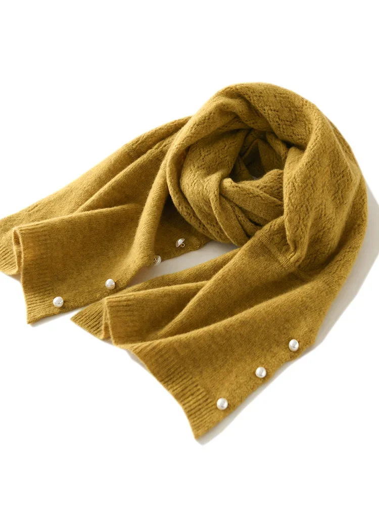 

100% Чистая шерсть, модный женский кардиган весна 2024, мягкий трикотажный шарф-накидка в корейском стиле, популярный ажурный женский шарф-платок двойного назначения