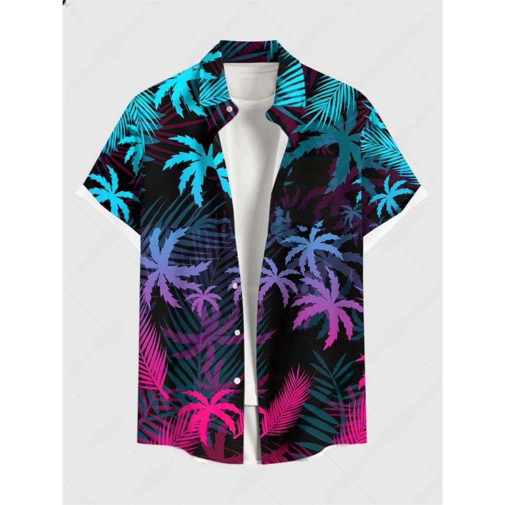 Hawaii-Hemden, botanischer Blumendruck, Sommer, Strand, Urlaub, Hemden, kurzärmeliges Hemd, Freizeithemd für Herren, kurzärmeliges T-Shirt