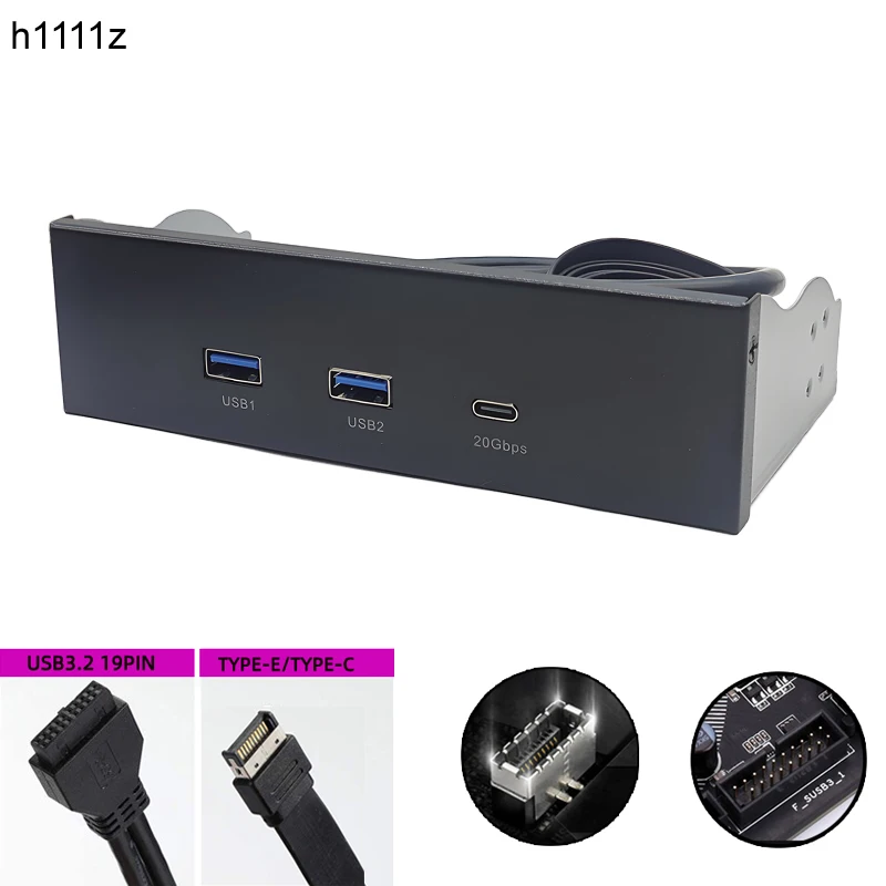 2-портовый USB 3.2 GEN1 5 ГБ + 1-портовый адаптер-концентратор TYPE-C 10/20 ГБ USB3.0 19-контактный Type-E для настольных ПК 5,25-дюймовый компакт-дисков с отсеком USB3.2 Передняя панель