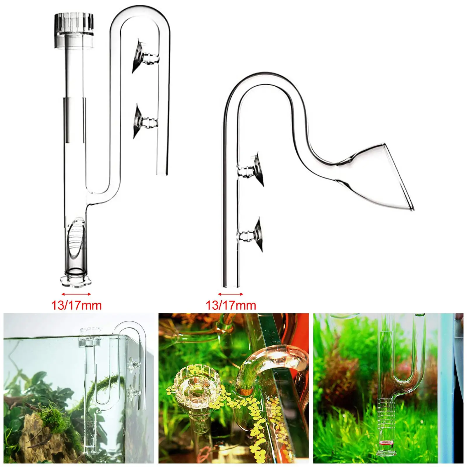 Clear Aquarium Lily Pipe Inflow/Outflow with Suction Cup Accessories Supplies Planted Connector Filter for Planted Tank Fish