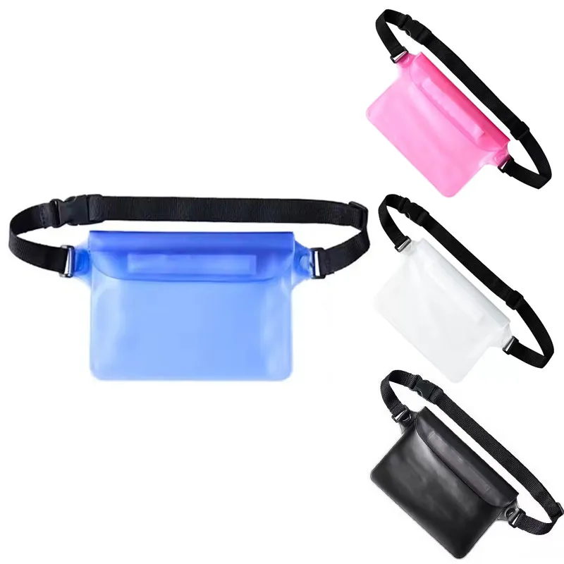 Waterproof Transparent Phone Waist Bag Adjustable Belt Pouch for Beach Swimming Rafting Water Park and Travel Use