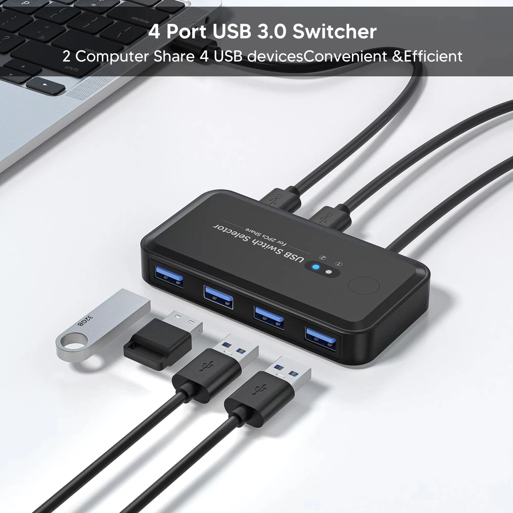 USB 3.0 Switch KVM Switcher Selector Hub Docking Station Dock for 2 Laptop PC Share Keyboard Mouse USB Devices Printer SSD
