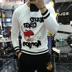 Sweater Men's Fashion Season Embroidered Sequin Trend Korean Version Loose Knit Sweater