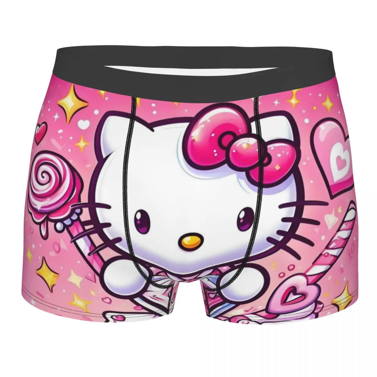 

Мужские боксеры с героями мультфильмов «Hello Kitty», мужские трусы-боксеры в стиле японского аниме Kawaii Cat, нижнее белье, крутые трусы