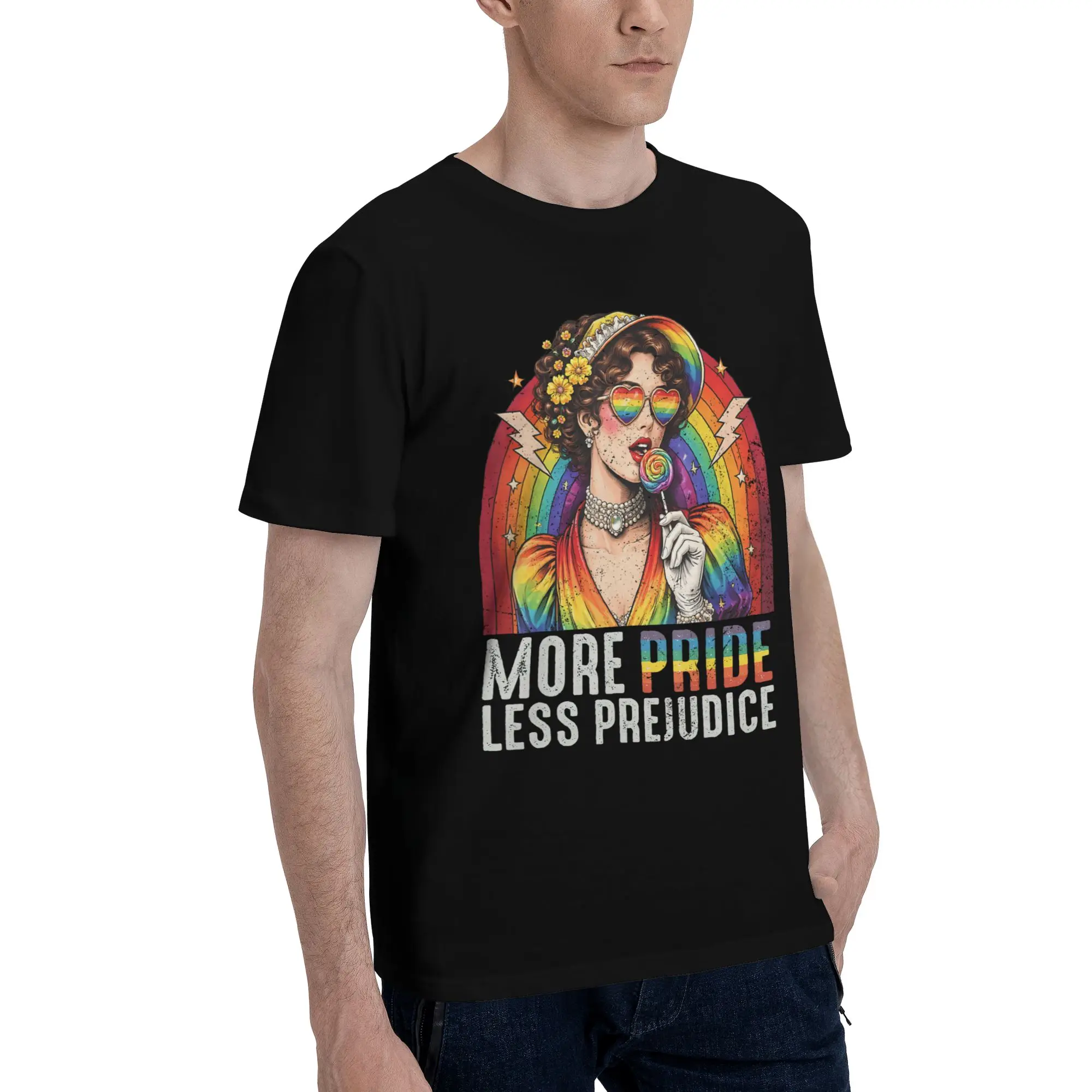 More Pride Less Prejudice  Outfit Men Women T Shirts Pure Cotton Tee Print  T-shirt Clothes
