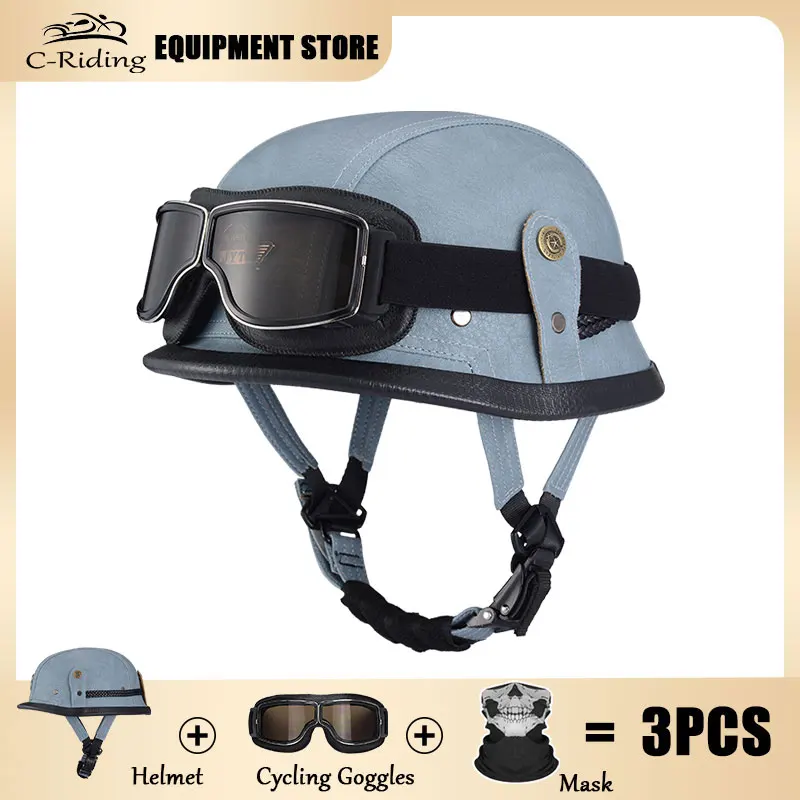 

Personality Beginner Rider Vintage Motorcycle Helmet Washed Leather Helmet Cruiser Bike Half Helmet accesorios para motocicleta