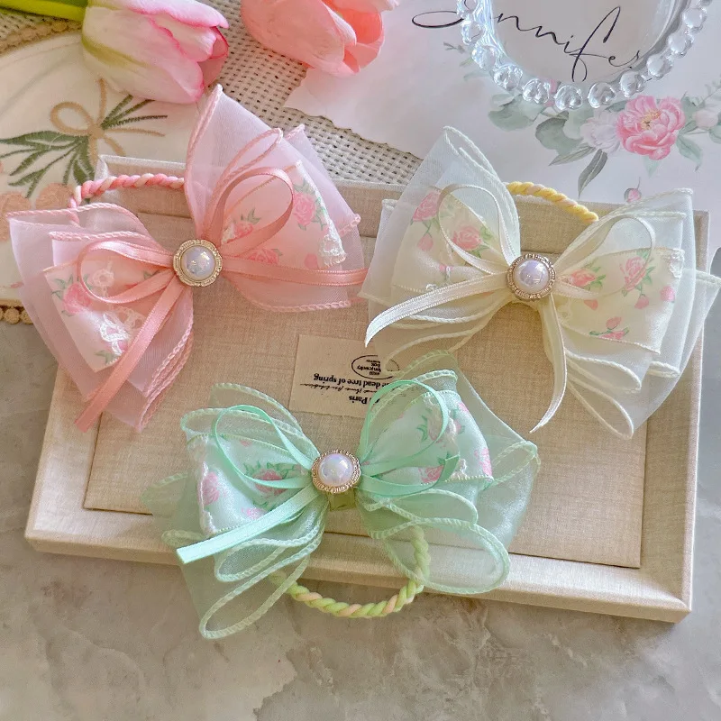 

1 PCS New Cute Fresh Big Bow Girls Elastic Hair Bands Kids Princess Hair Accessories Children Hair Ties Baby Headwear