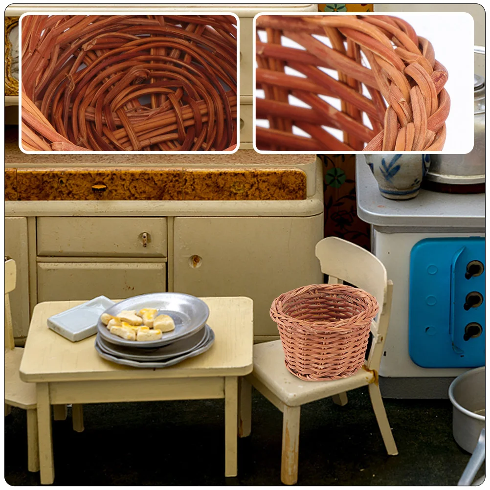 5 Pcs Mini Woven Basket House Accessories Kids Accessory Toy Room Convenient Carry Ornament Rattan Miniature Baskets