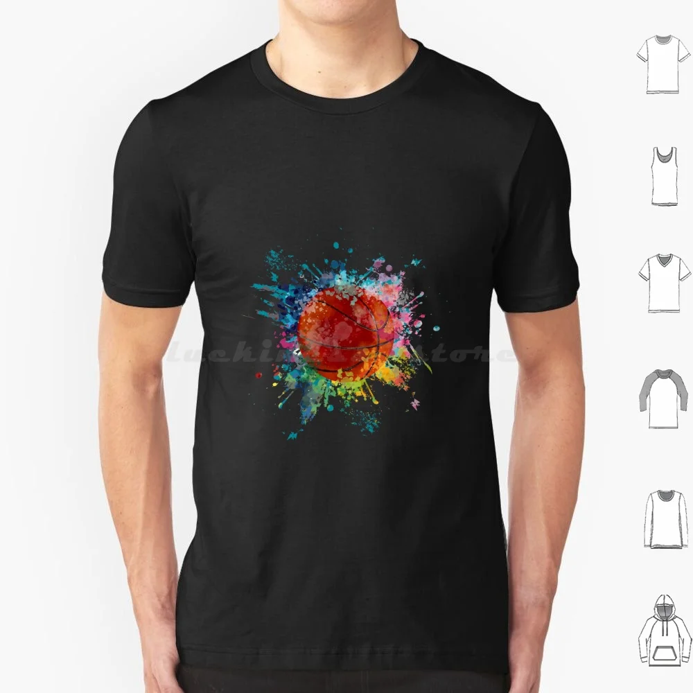 Water Color Explosion Splash Design Basketball T Shirt 6xl Cotton Cool Tee Basketball Sport Basketball Player Basketball Hoop