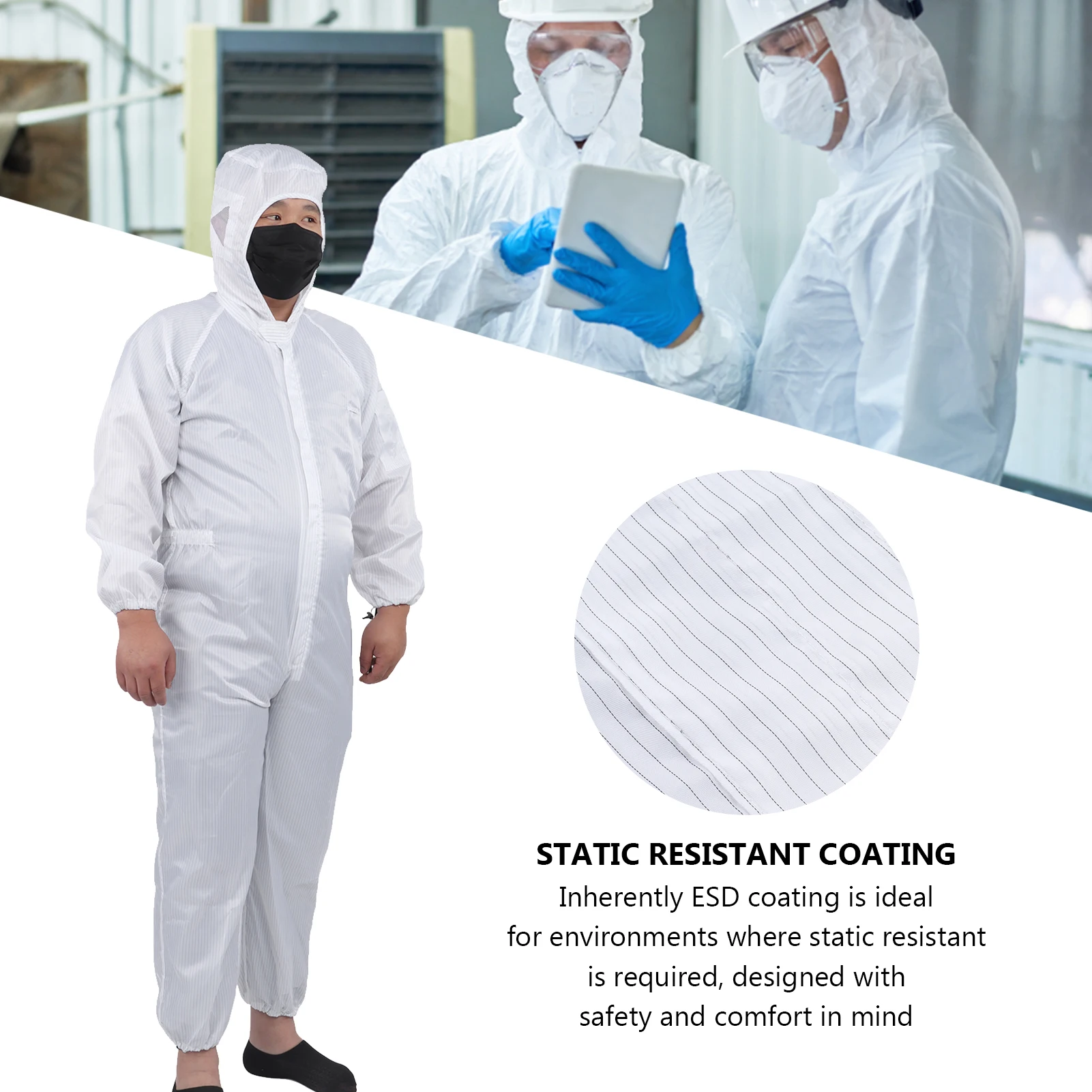 

ZK30 Protective Coverall Polyester Static Resistant Dustproof Particles Proof Workwear for SMT Workshop 2XL