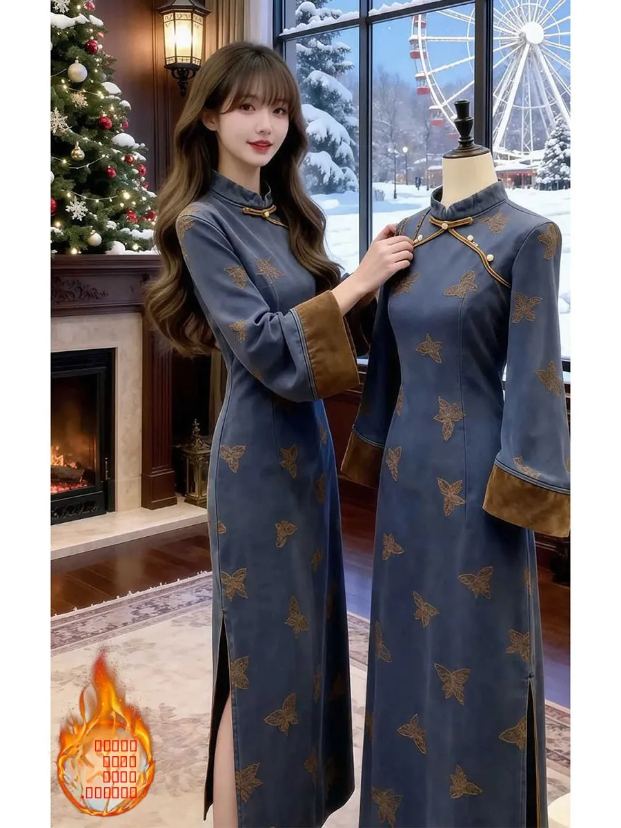 

New Chinese Sle National Trend Improved Dr Waist Inward Long Skirt Retro High Level Gentle Temperament Winter ...