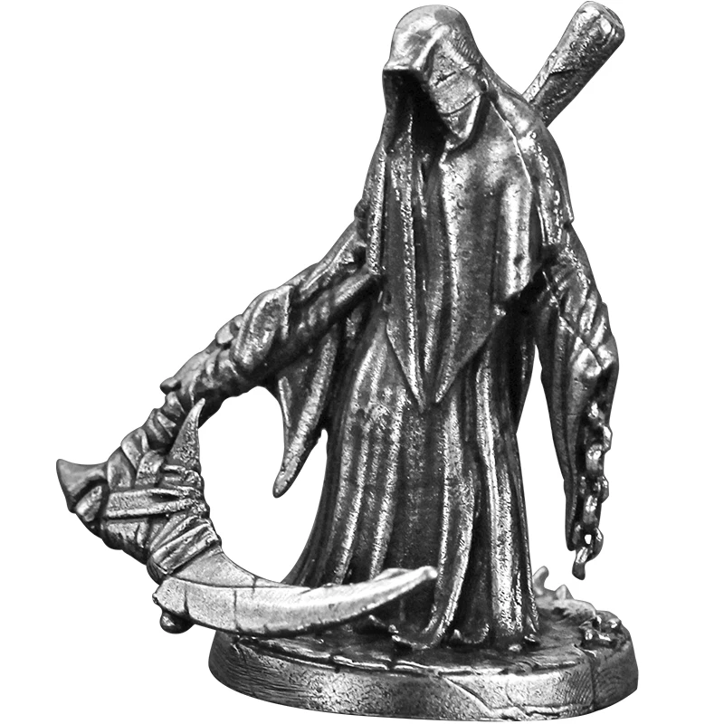Metalowa kosza Żniwiarz Bóg śmierci Model żołnierza Figurki akcji Zabawki Gra planszowa Miniaturowa ozdoba Akcesoria Kreatywna figurka