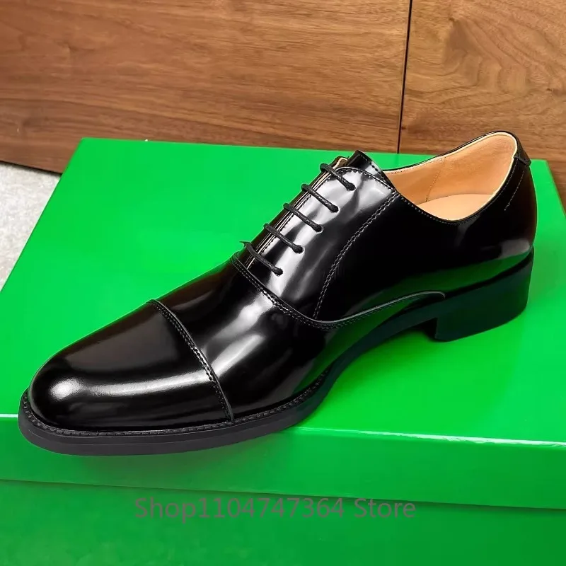 British High End Fashion Business Oxford Shoes Men Dress Wedding Groom Genuine Leather Office Casual Leather Shoes Male Black