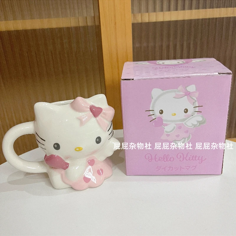Керамическая кружка Kawaii KT Cat, чашка для кофе, молока, милый мультяшный держатель для ручек, настольные украшения, подарок на день рождения.