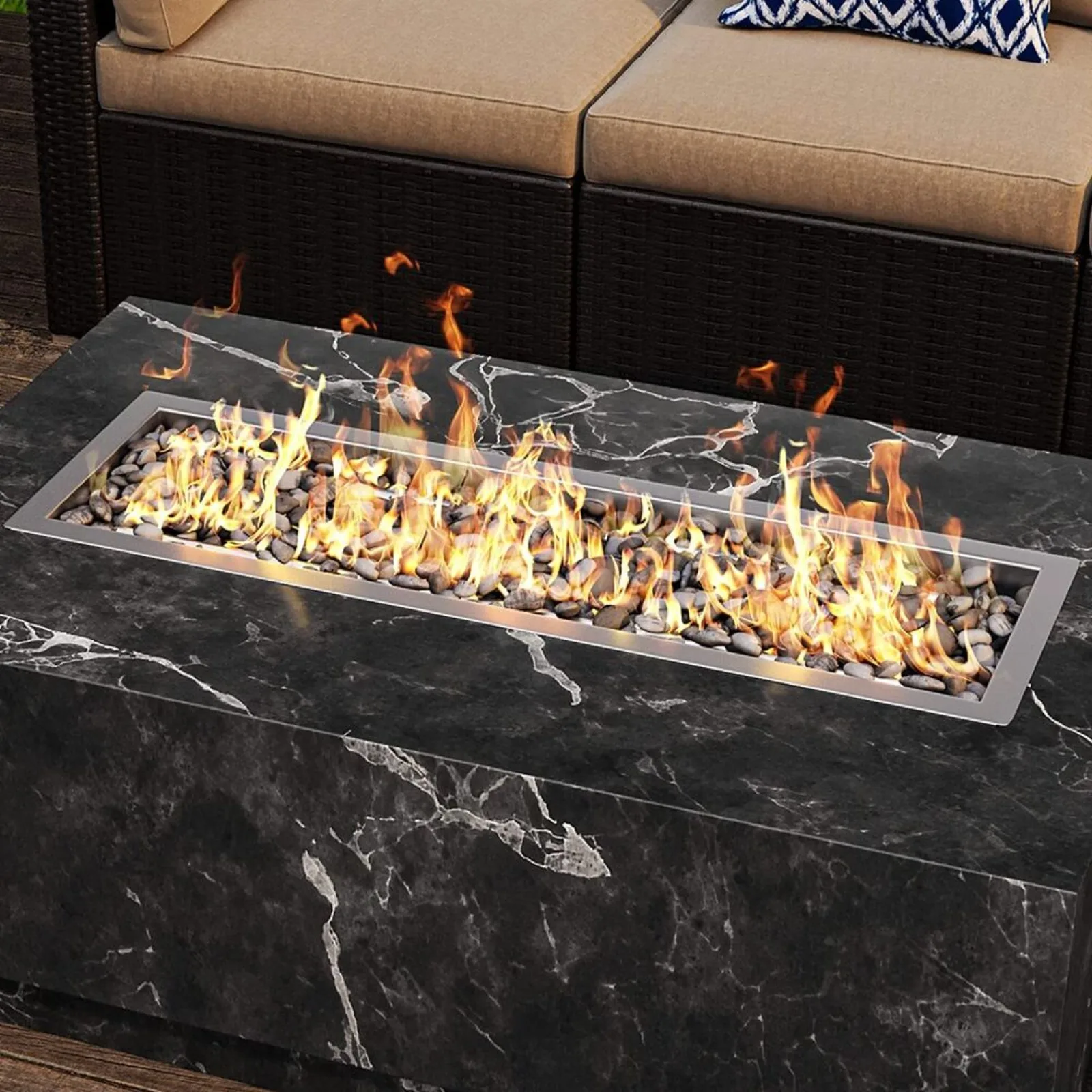 

US 32"X12" Drop-in Fire Pit Stainless Steel w/ Burner DIY Natural Gas Propane