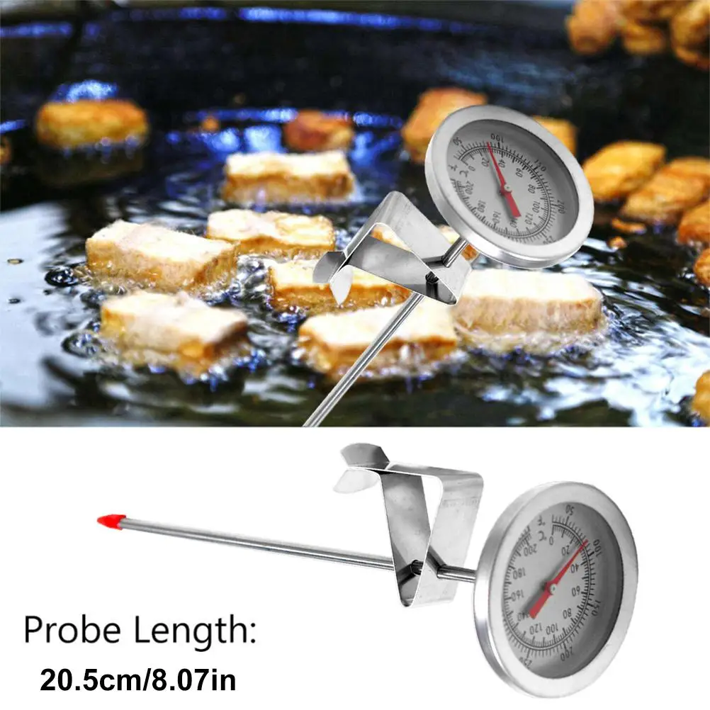 Cooking Thermometer Sturdy Safe Frying Oil Thermometer Easy To Read Stainless Steel for Grilling Candy Candle Making Baking
