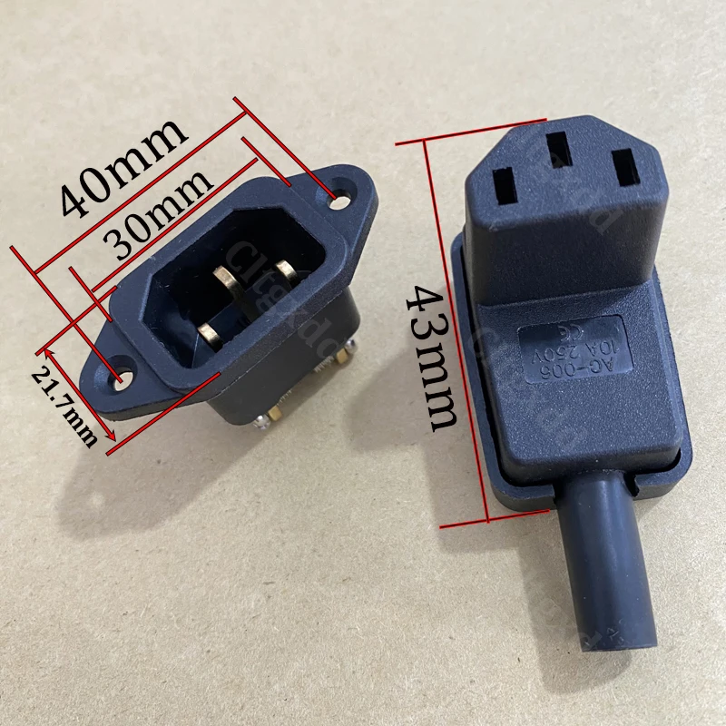 IEC C13 C14 AC-Steckdosenverbinder 10A 250V AC-015A AC-04E Panelmontage 3-poliger Stecker und Buchse für Netzteilgehäuse – Detail 2