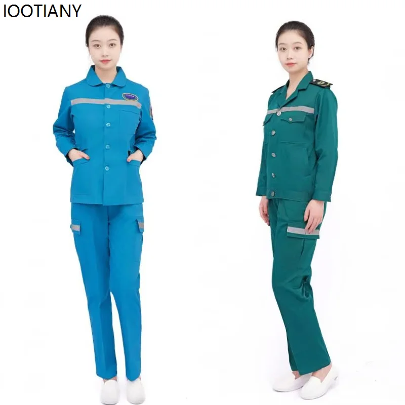 

Autumn Winter Medical Staff Emergency Hospital Work Clothes Icu First Aid Suits With Reflective Strips Doctor's Visit Tops Pants