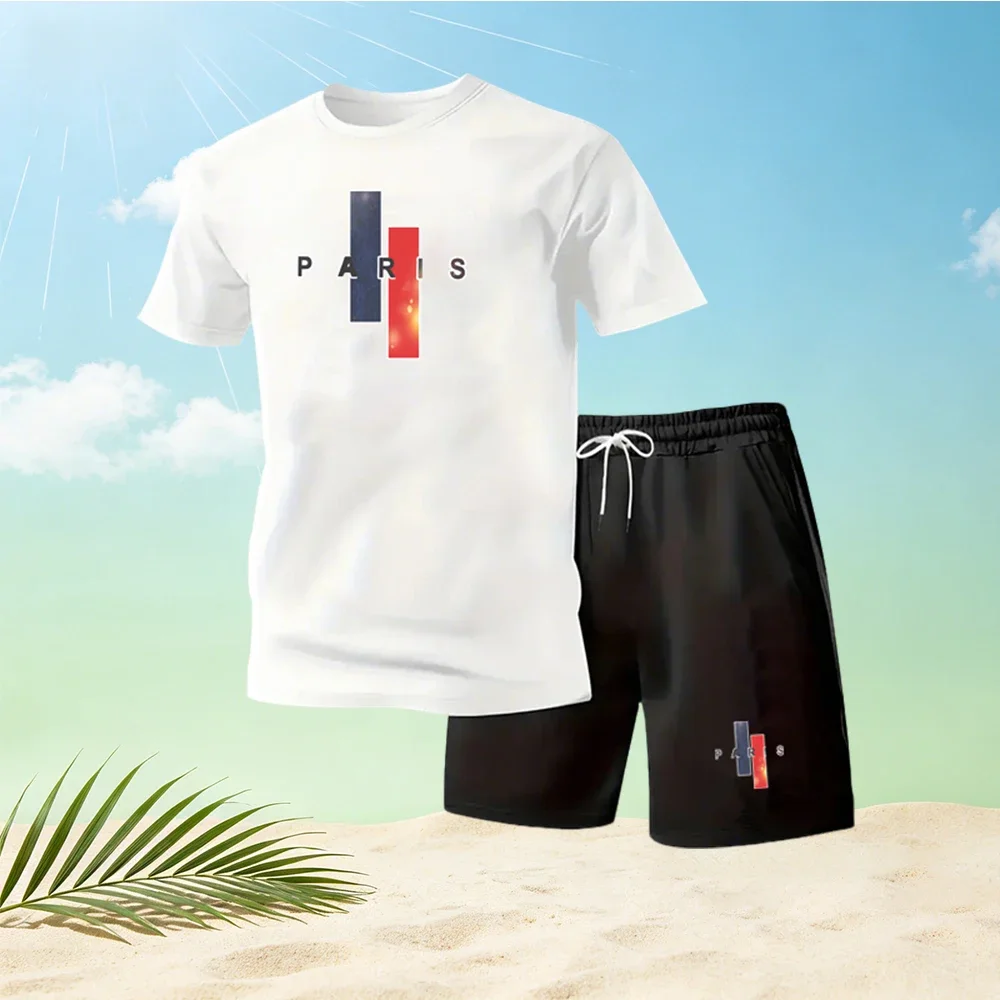 

Summer Casual Letter-print Sportswear Male Home Outdoor Comfort Outfits 2026 Hot Sale Men's Sets O-neck T-shirts & Sports Shorts