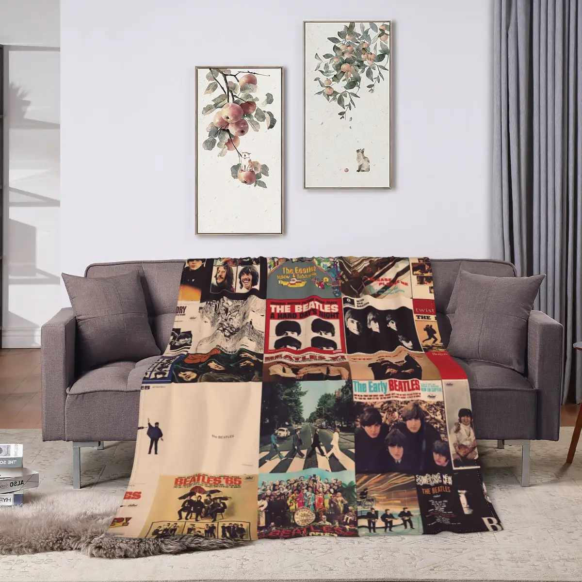 Harajuku The Beatle Memebers Art 1 Blanket Soft Warm Flannel Throw Blanket Bedding for Bed Living room Picnic Travel Home Couch