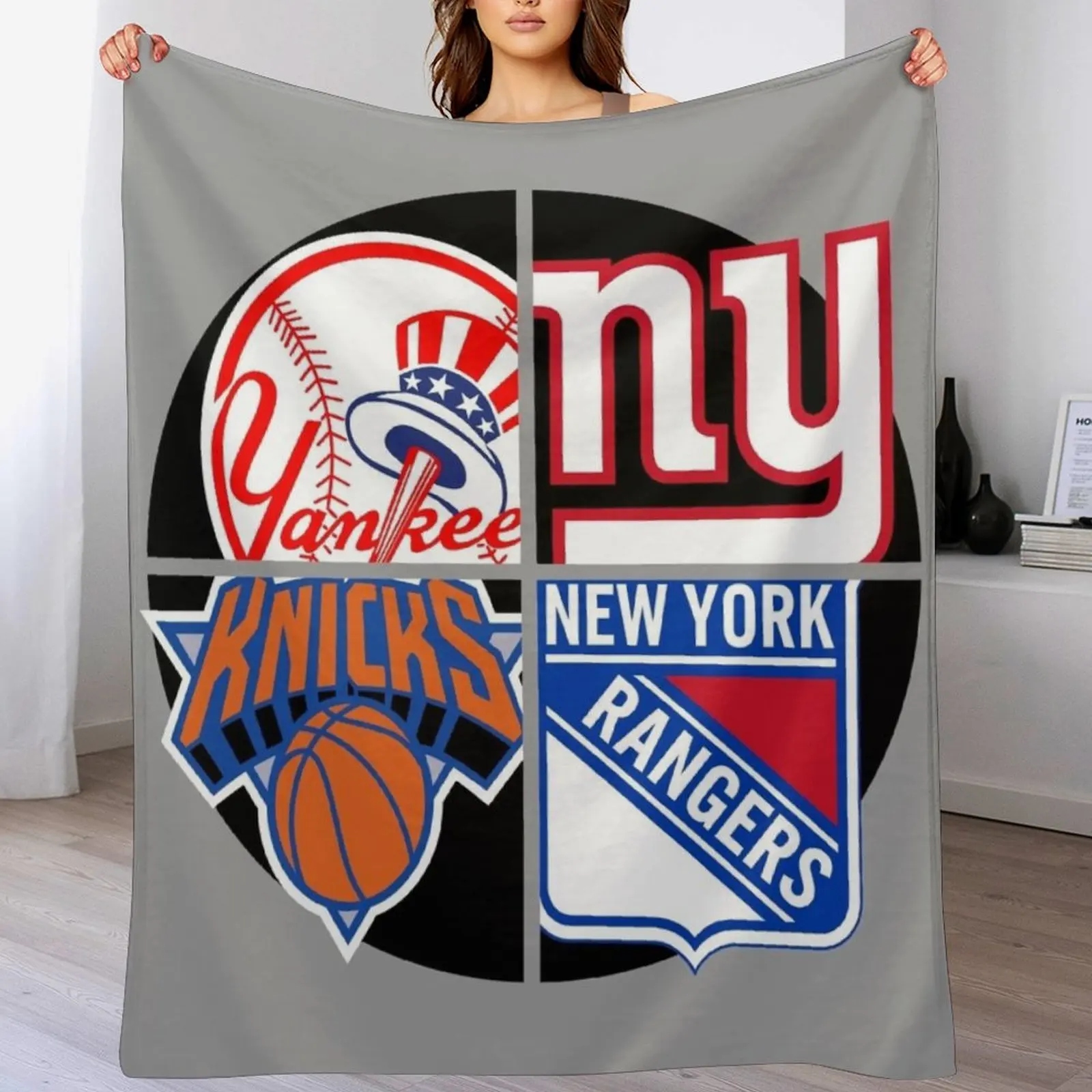 

New York Sports Quad 1 Throw Blanket Decorative Beds Nap Hair Cute Blankets