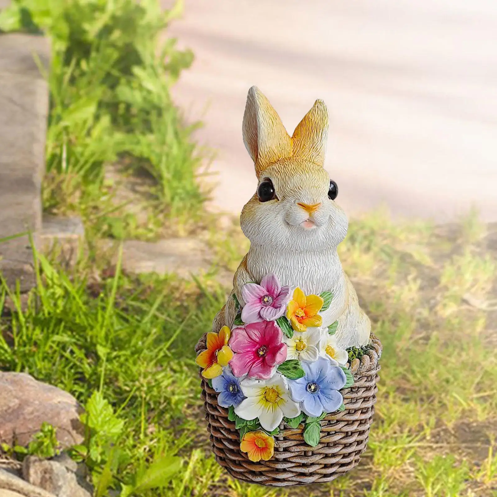 

Bunny Solar Garden Statue with Light Versatile Weatherproof Decor Bunny Figurine for Indoor Outdoor Lawn Patio Pathway Home