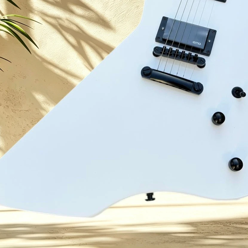 E White Electric Double Humbucker Fixed Bridge Small Snake Inlay Metal Band Rehearsal Live Recording Collection Free Shipping