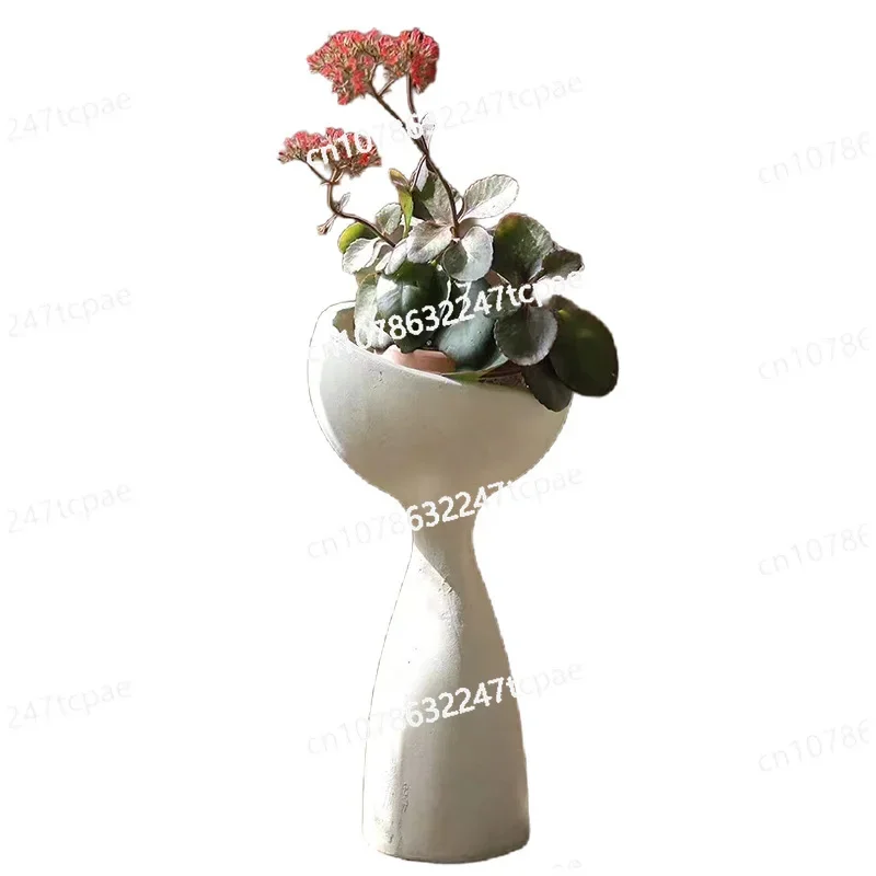 Creative small waist flower pot, simple and fashionable ceramic vase, Nordic design sense, floor-to-ceiling high-footed