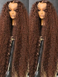 Deep Curly Wigs Human Hair Chocolate Brown 13x4 13x6 Hd Lace Frontal Wig Colored Water Wave Lace Front Wig for Women 30 36 Inch