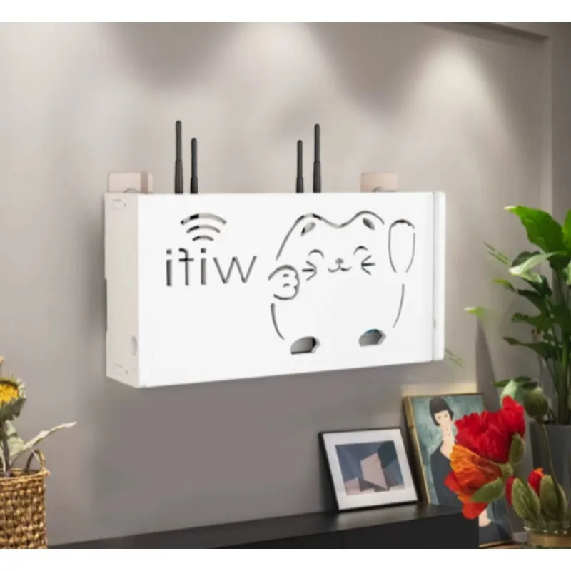 Wireless WiFi Router Shelf with Plug Board 3 Sizes Storage Box Router Wall Shelf with Drawer Organizer