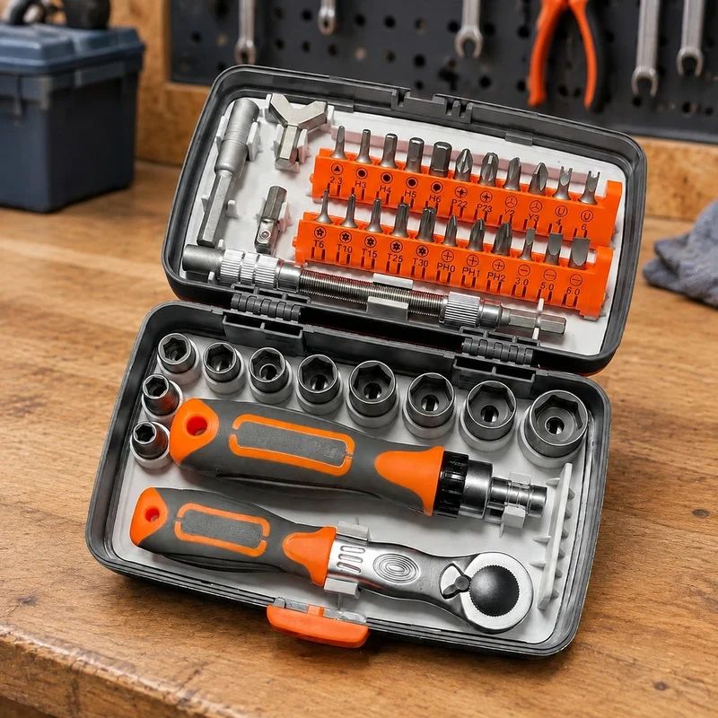 Home Repair Magnetic Ratchet Screwdriver Set with Torx Bits for Toolbox Use