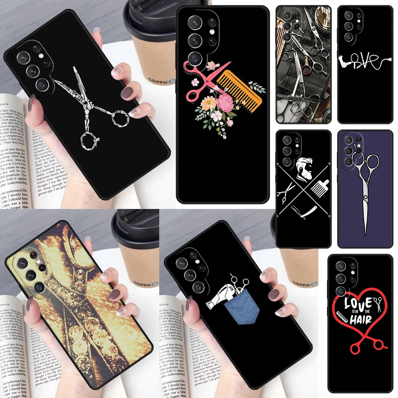 Hair Stylist Scissors print Phone Case for Samsung Galaxy S26 Ultra S25 S24 S23 S22 S21 S20 Note10 Plus FE Cover Luxury