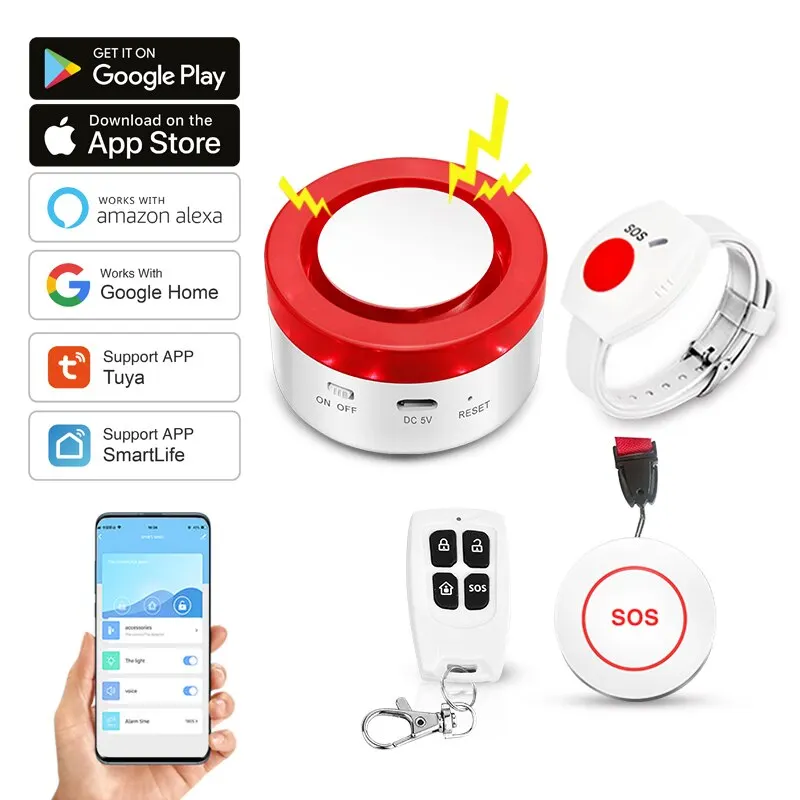 WiFi Panic Button for Elderly Senior Emergency Fall Alert Devices SOS Life Alarm Caregiver Pager Tuya Smart APP Notification