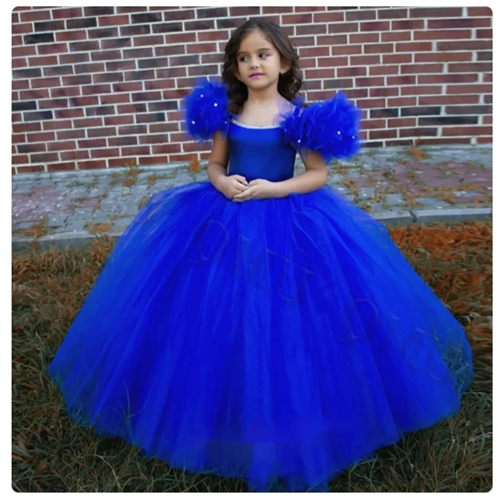 

Flower Girl Dresses For Wedding Ball Gown Off Shoulder Crystal Beaded Satin Girls Pageant Dresses For Wedding Party Dresse