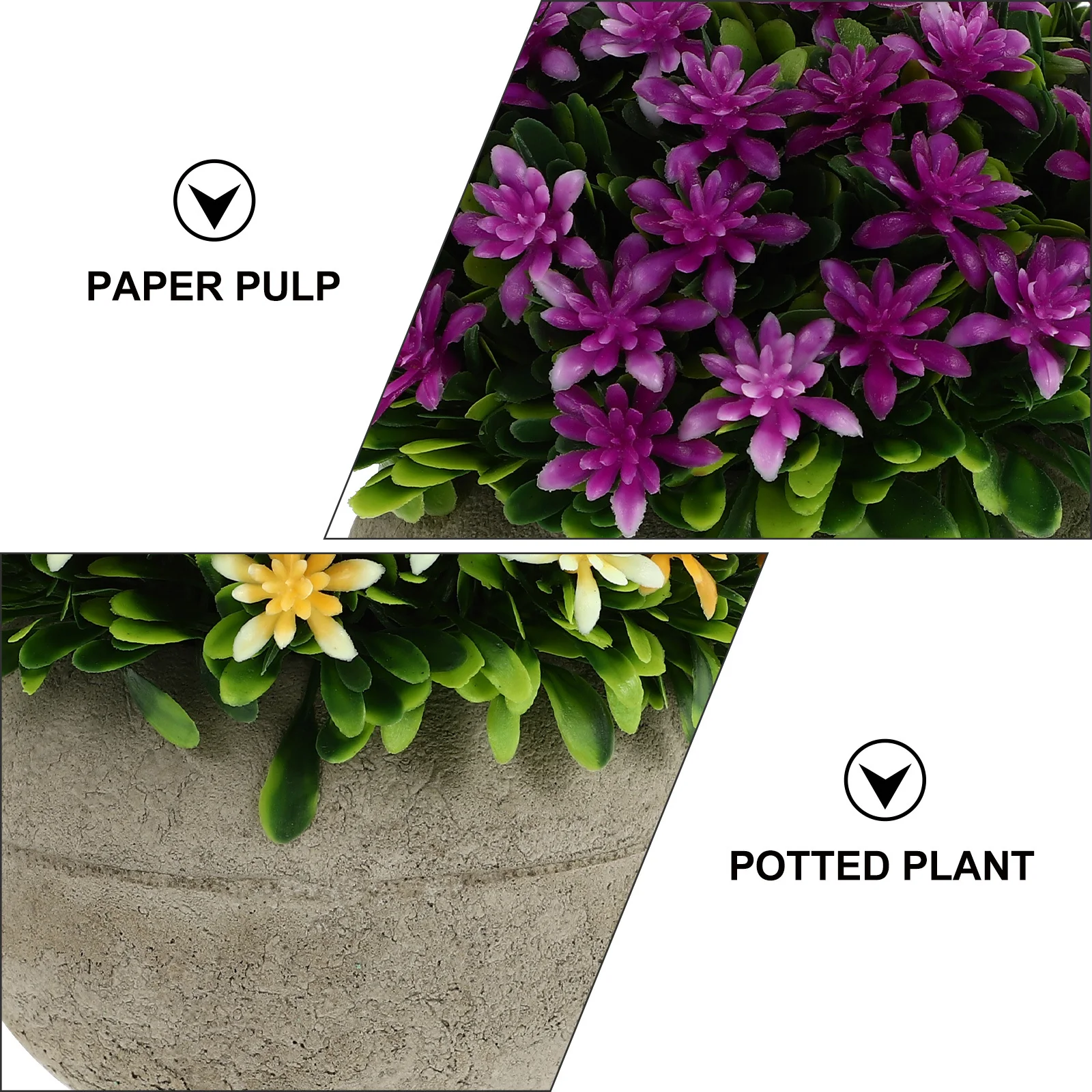 3 قطعة وعاء لب الورق نبات بونساي الاصطناعي بوعاء زخرفة محاكاة اناء للزهور سطح المكتب ديكور غرفة مكتب المنزل