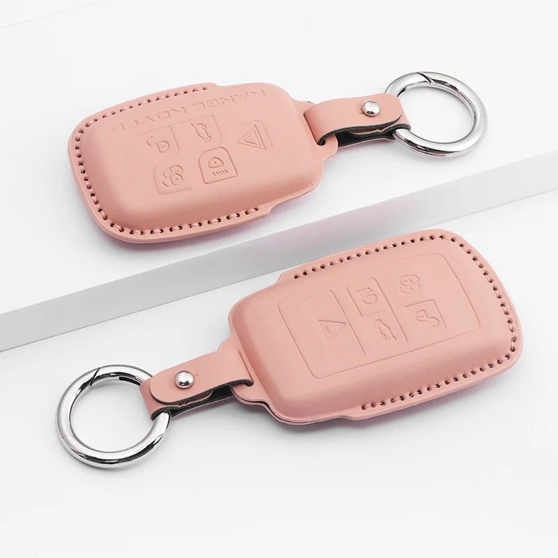 Leather Car Key Case Cover Protector Shell Fob Accessories For Land Rover Range Rover JAGUAR Sport Evoque Velar Discovery