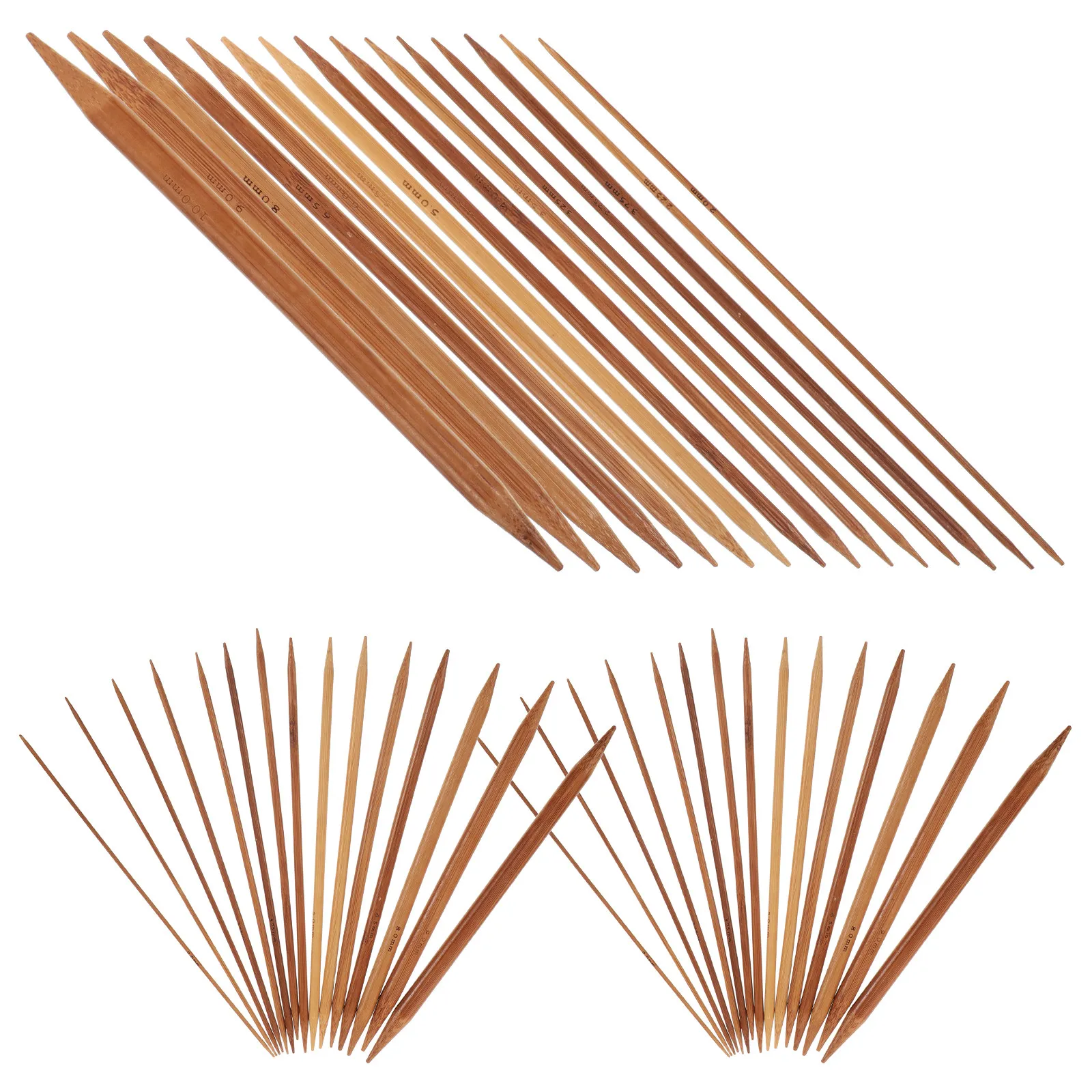 

Набор из 75 бамбуковых двухсторонних карбонизированных длинных прямых тонких гладких спиц для вязания, инструменты для рукоделия, для изготовления свитеров, шапок, шарфов