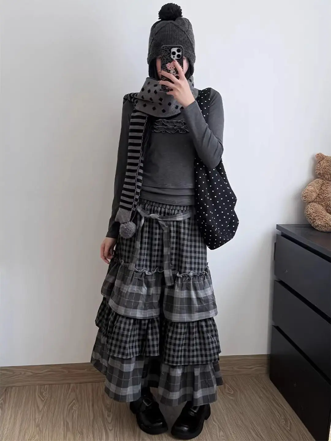 Vintage Style A-Line Puffy Skirt Women's Spring Season Exclusive Design Multi-Layer Heavy-Work Half Body Skirt