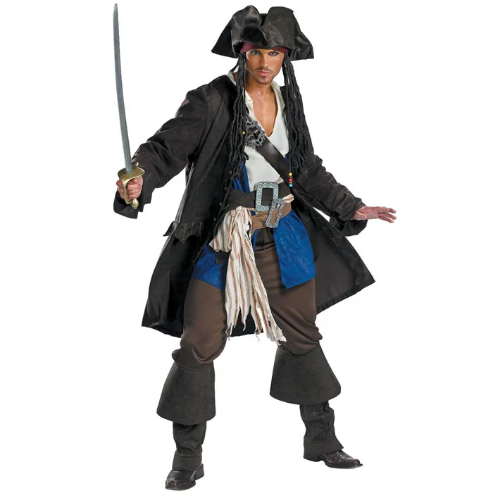 

Halloween Mens Cosplay Pirates of The Caribbean Costume Mens Pirate Costume Uniform Temptation